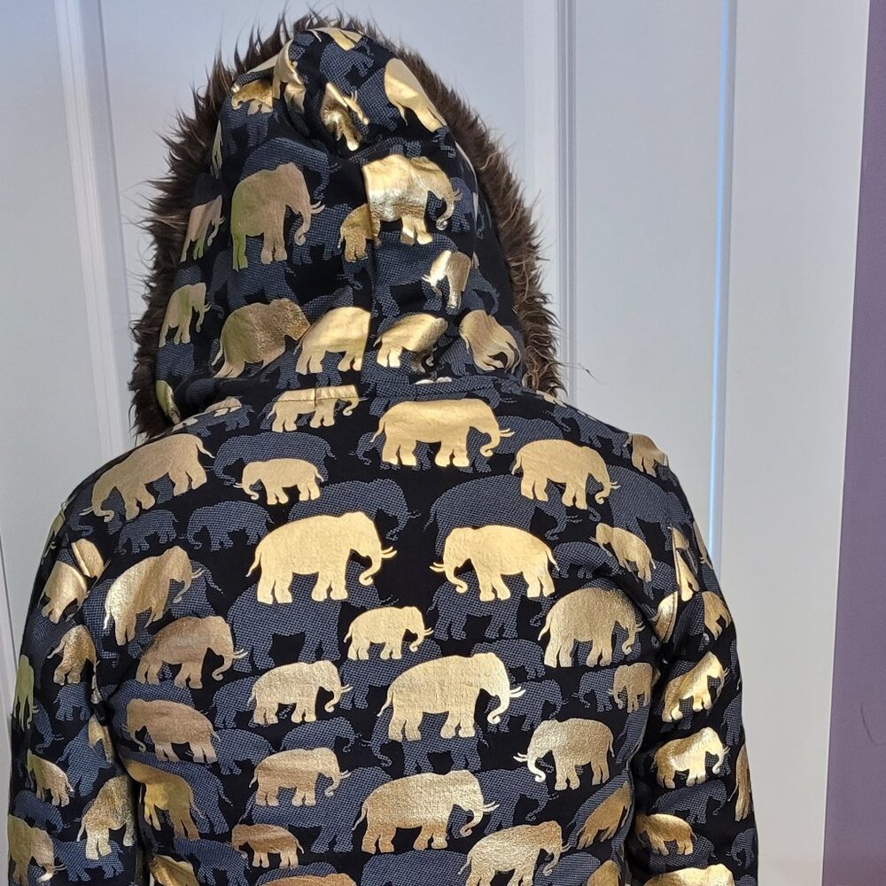 Black & Gold Elephant Jacket, EUC